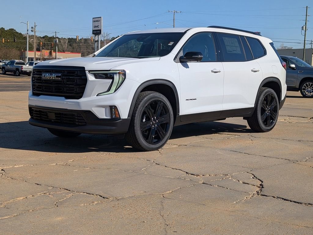 2026 GMC Acadia Elevation in Summit White — front three-quarter view